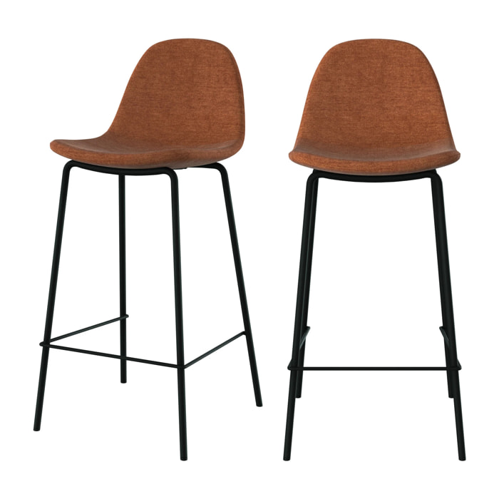 Lot de 2 chaises pour îlot central en tissu terracotta 65,5 cm - Henrik