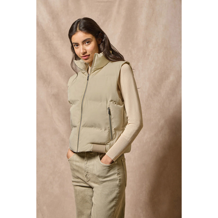 Gilet beige trapuntato New York con particolari Polo Club