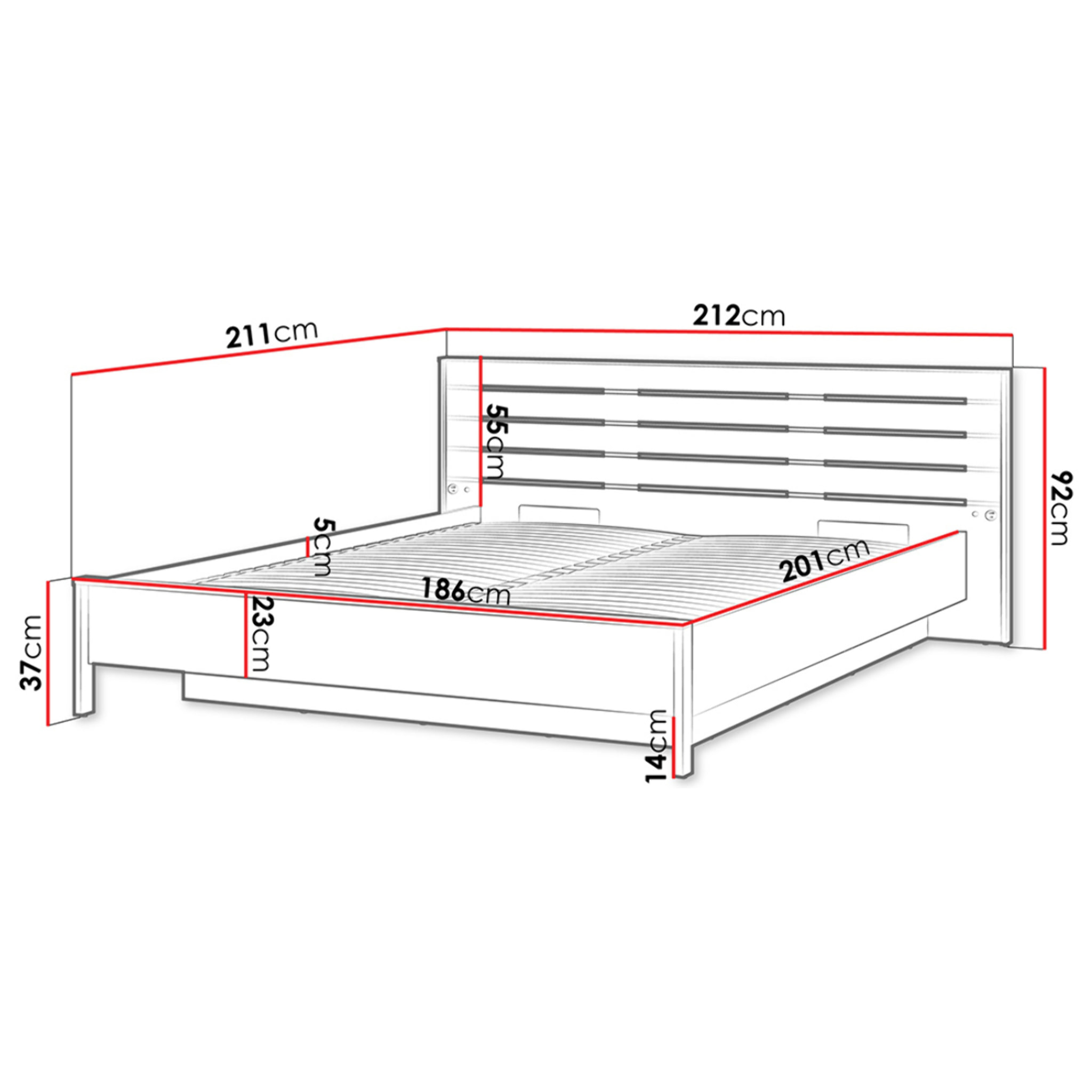 Kimi - lit coffre - 180x200 cm - sommier et port USB inclus - Beige / Noir