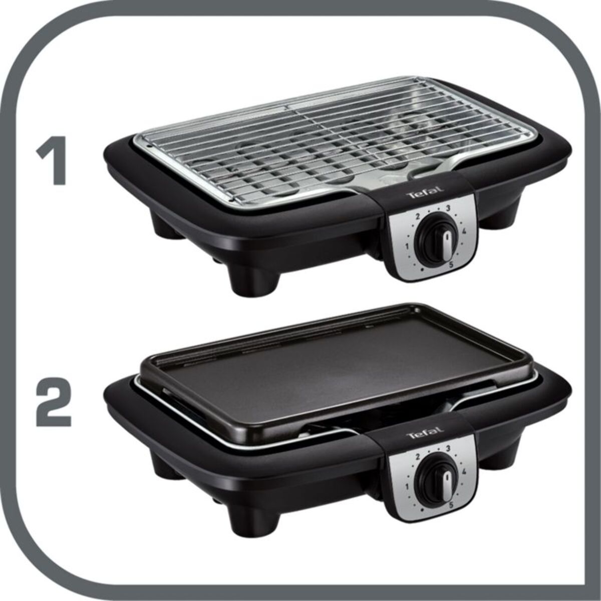 Barbecue électrique TEFAL BG931812 easygrill 2 en 1 sur pieds, 35x21 cm