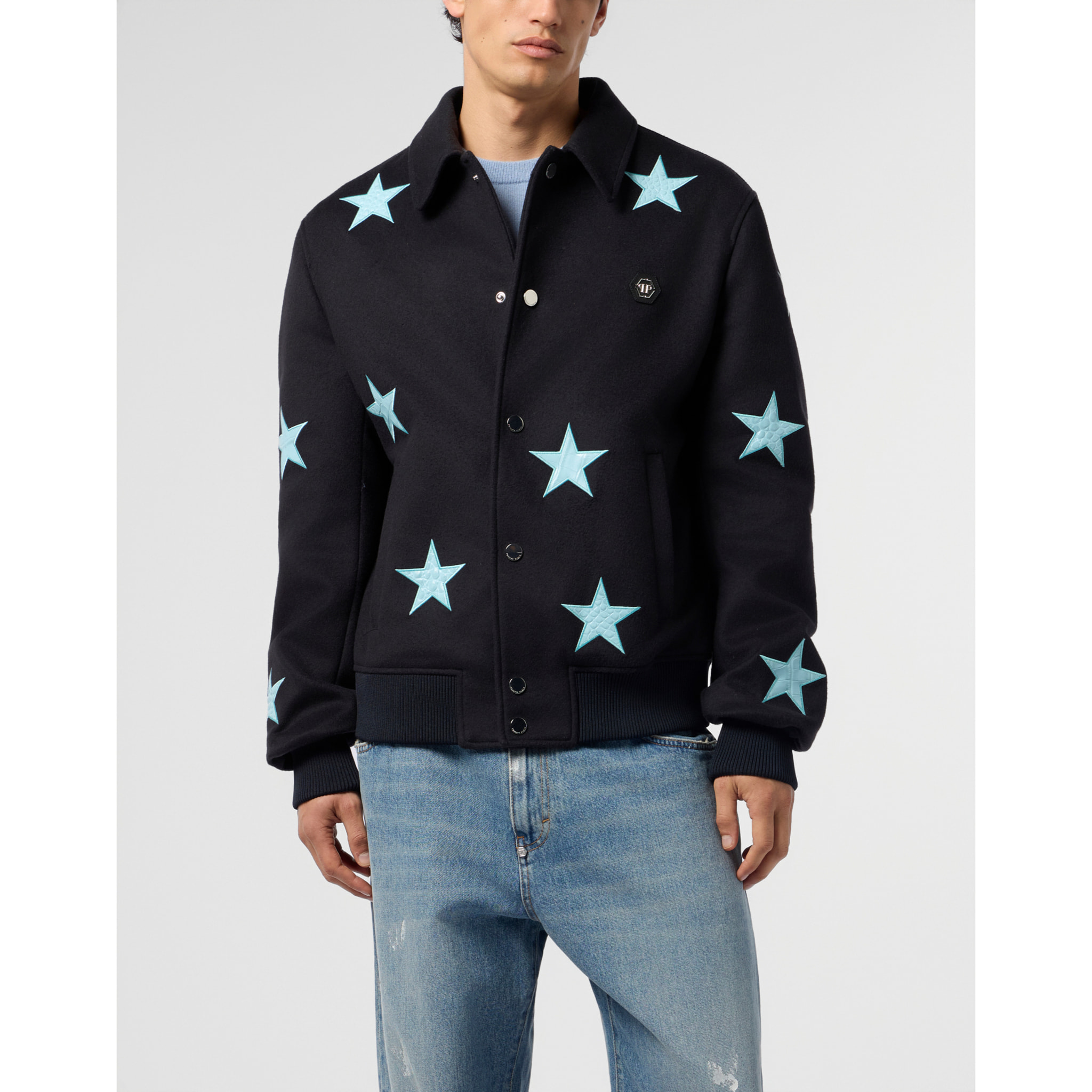 PHILIPP PLEIN Wool Coster Jacket Cocco Stars