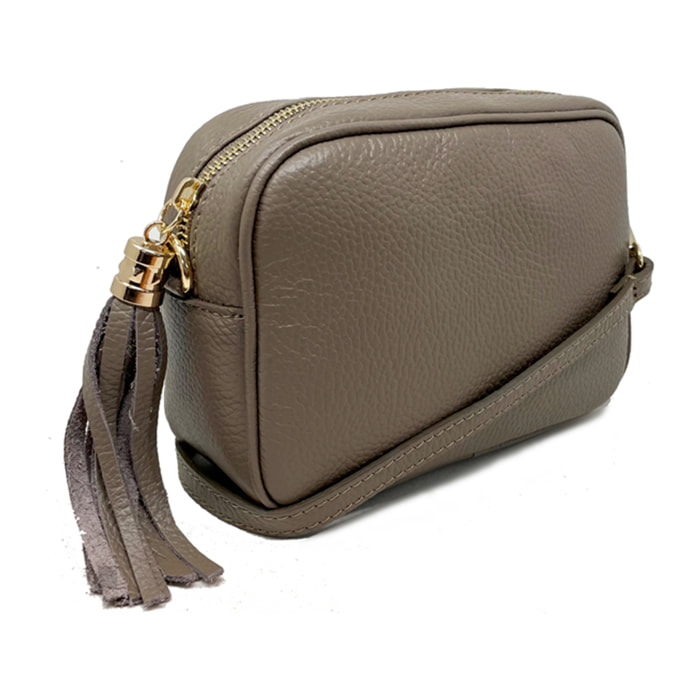 Chicca Borse - Tracollina Clutch Donna in Vera Pelle - Colore Fango