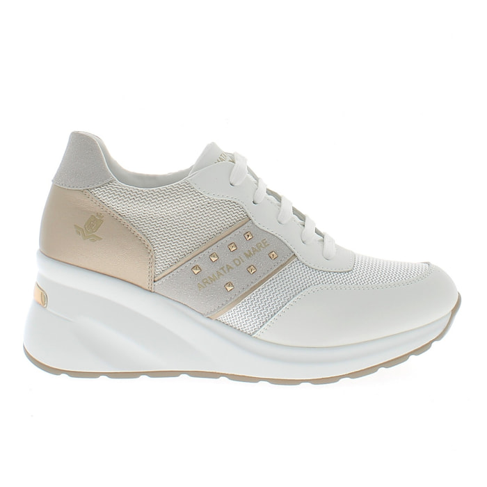 Armata di Mare Scarpe Donna Sneakers Casual con Soletta in Memory Foam AMD S61H15 White Lt Gold