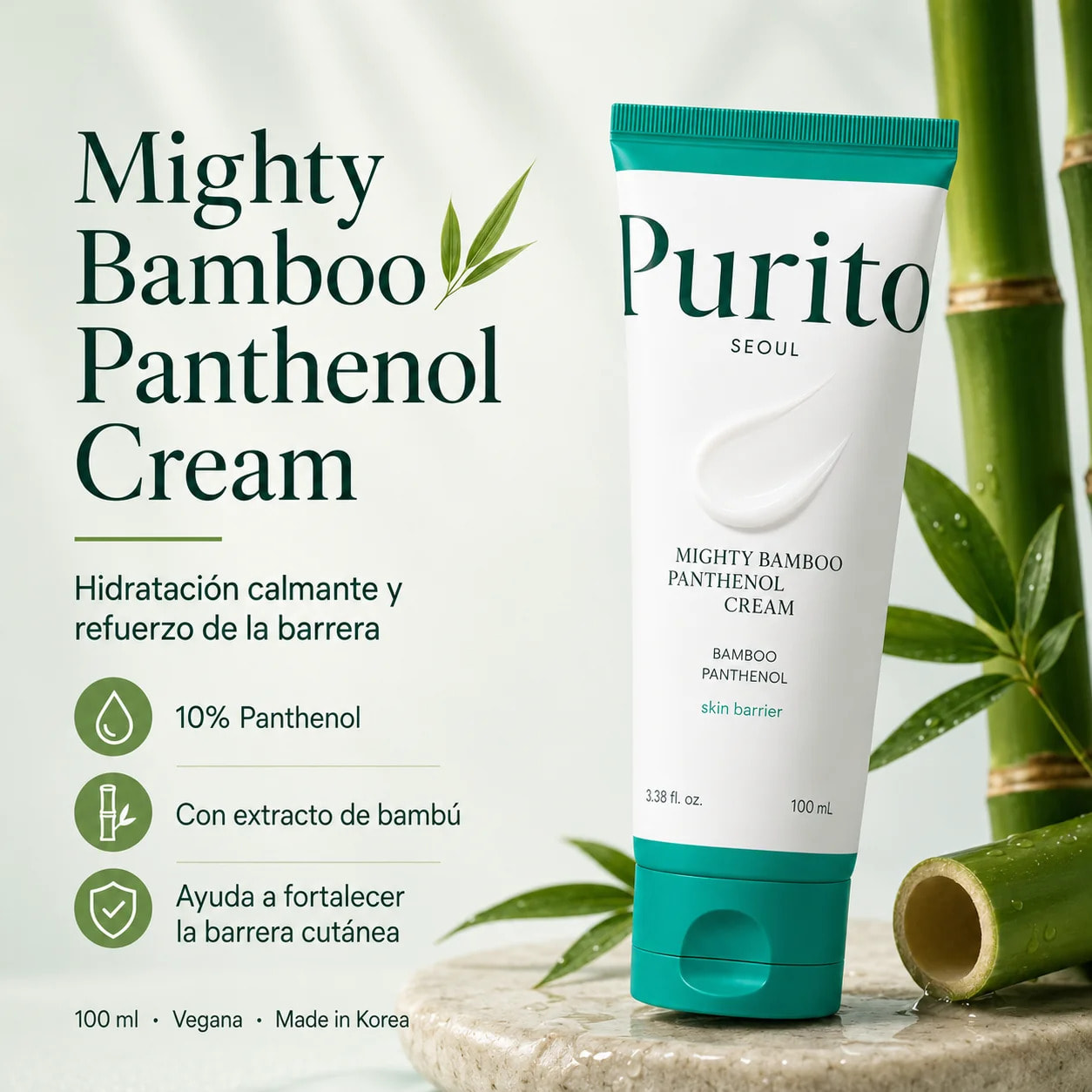 Crema facial Mighty Bamboo Panthenol Cream Purito Seoul 100 ml