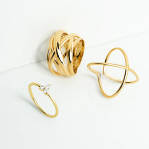 Anillo Trébol Plata Baño Oro