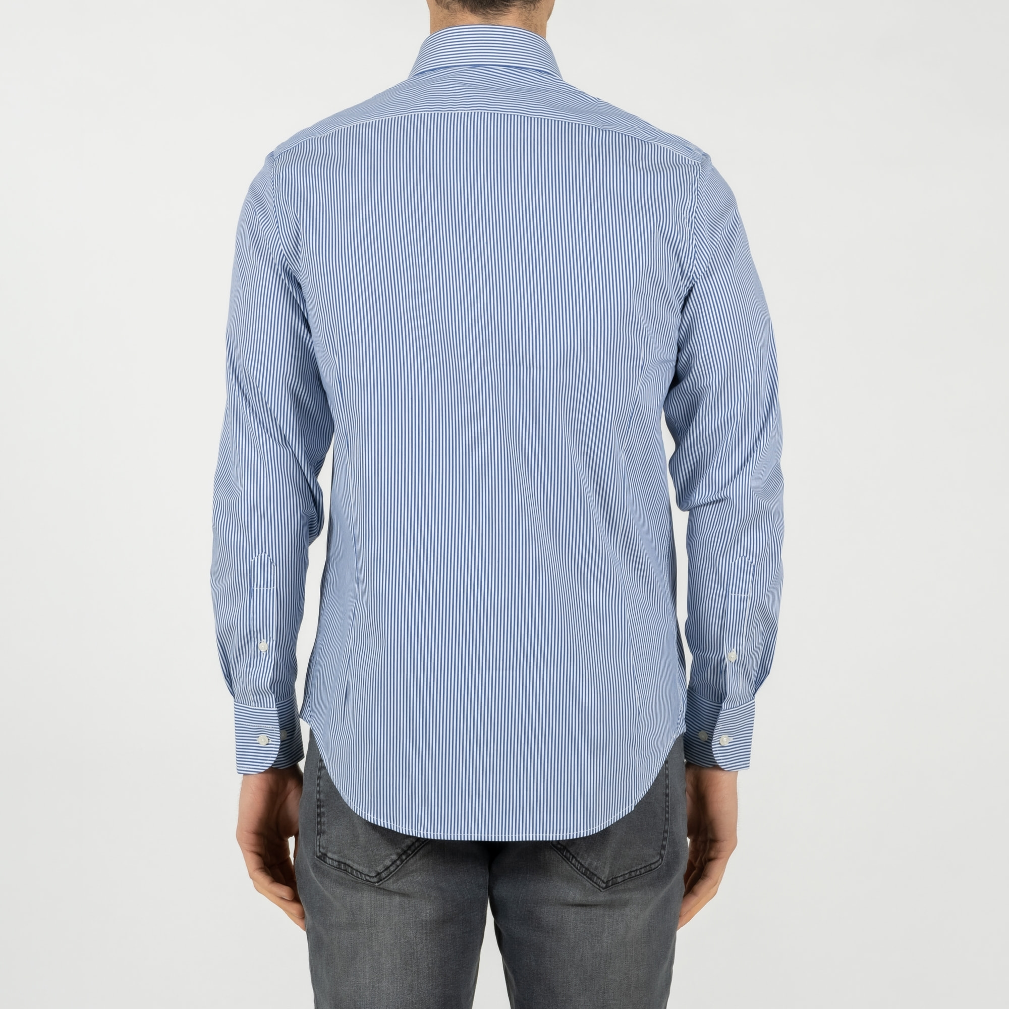 Camicia popeline a righe collo francese regular fit