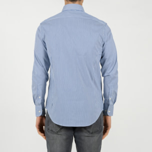 Camicia popeline a righe collo francese regular fit