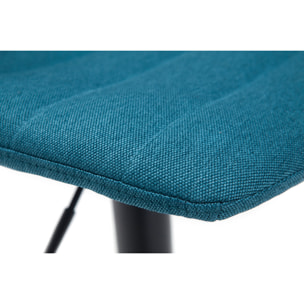 Tabourets de bar réglables pivotants 360° en tissu et métal bleu canard (lot de 2) SAURY