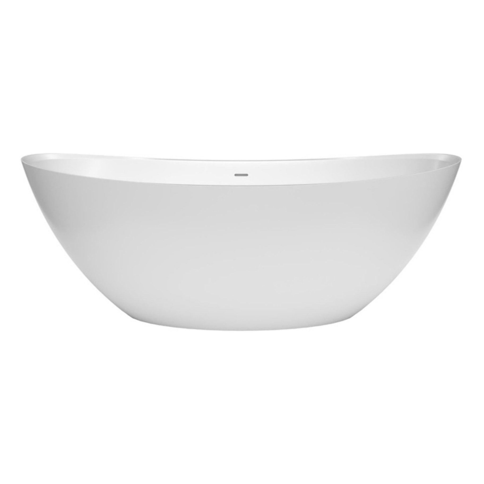 Paula 167x81,8 cm Baignoire îlot en marbre Coulé 260L, sans pieds, blanc (SATPA1670)