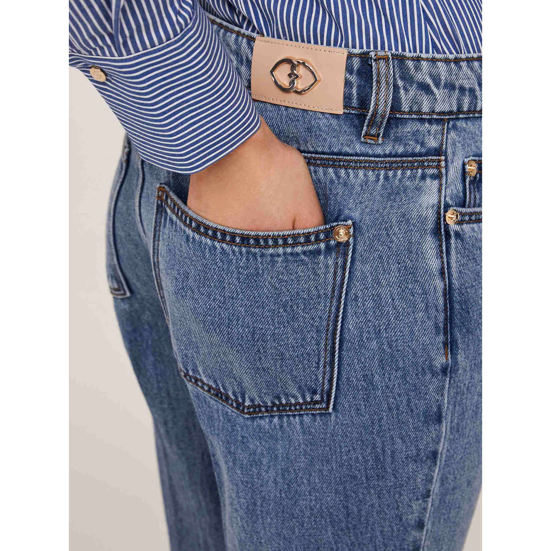 Motivi - Vaqueros de mezcla de lyocell con raya planchada - Light - blue