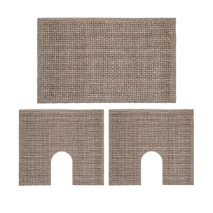 3 tappeti bagno CRAZY POLVERE in microfibra misto cotone, morbido antiscivolo lavabile in lavatrice, tappetino lavabo sanitari bagno