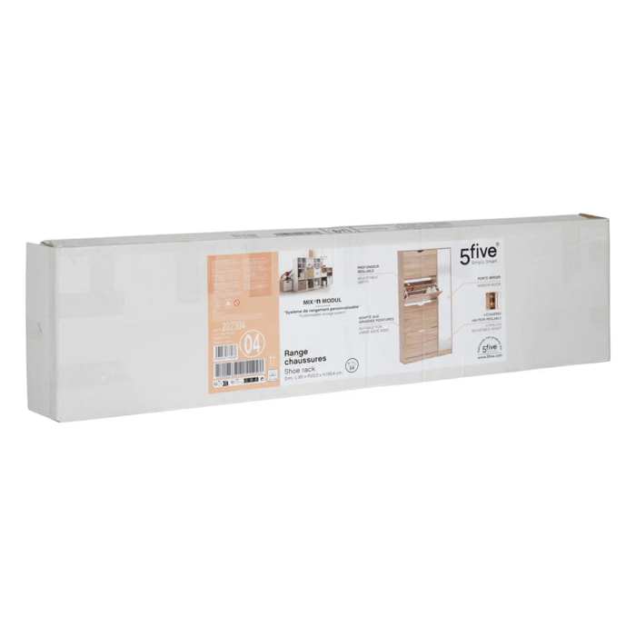 Meuble range-chaussures x24 miroir effet chêne naturel