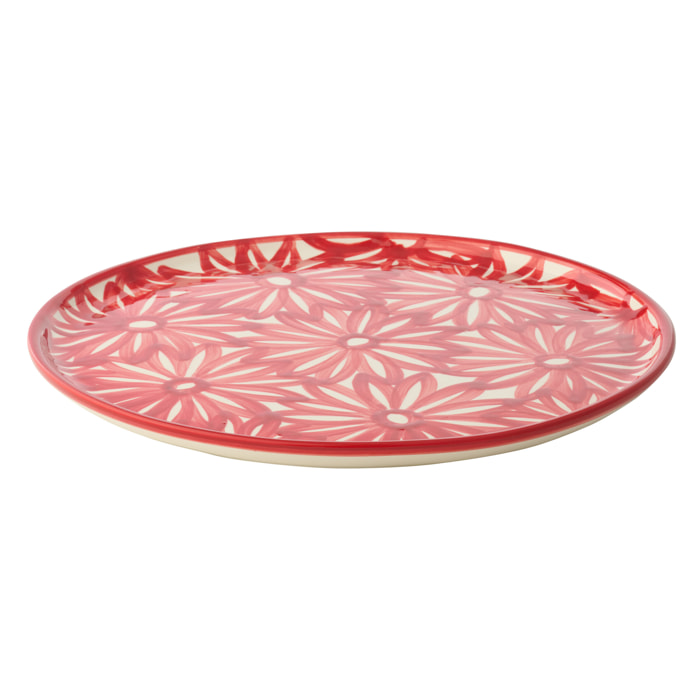 J-Line Assiette Fleurs - céramique - rouge