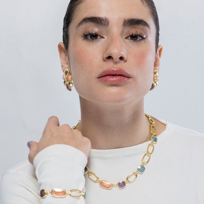 Collar de Resina Multicolor acabado en oro amarillo de 18K