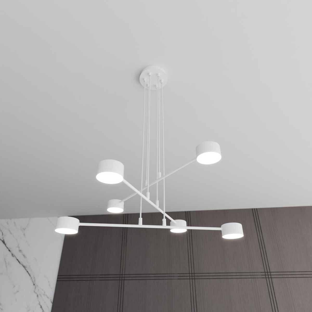 Lampada a sospensione Modus in acciaio bianco opaco