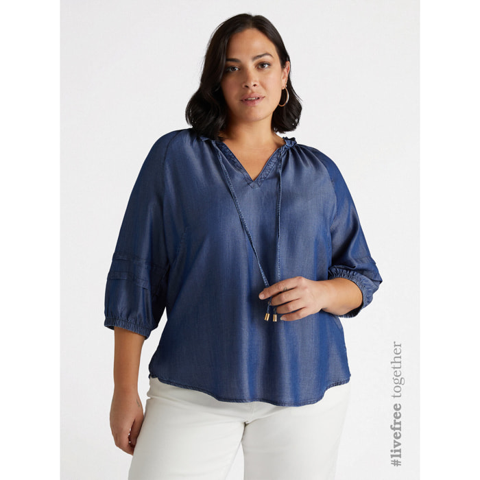 Fiorella Rubino - Blusa con fibras TENCEL™ - Azul