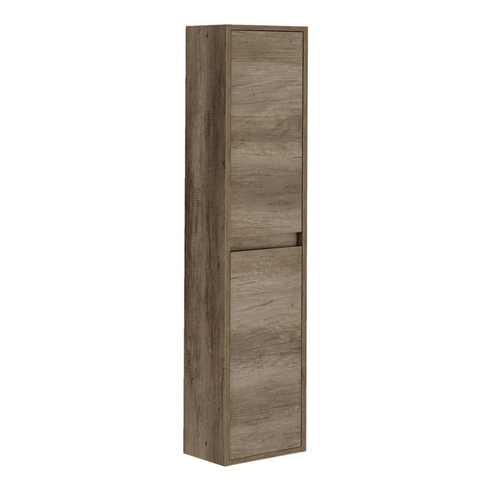 Mobile Bagno Sospeso Armadietto A Colonna Armadio Pensile 2 Ante 4 Ripiani Rovere Arredamento Bagno Nordico Moderno 30 x 25.5 x 140 cm Rovere Scuro