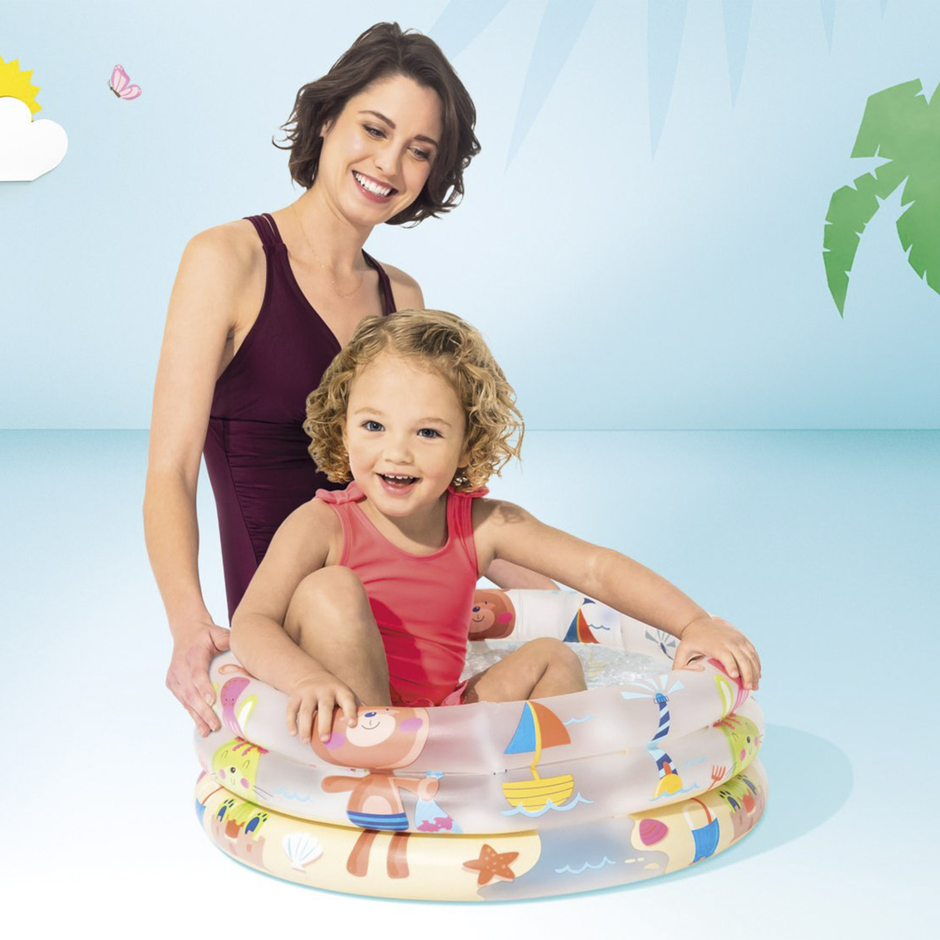 Intex Piscina Baby Pool, Tre anelli, Colori Assortiti, 61x22 cm
