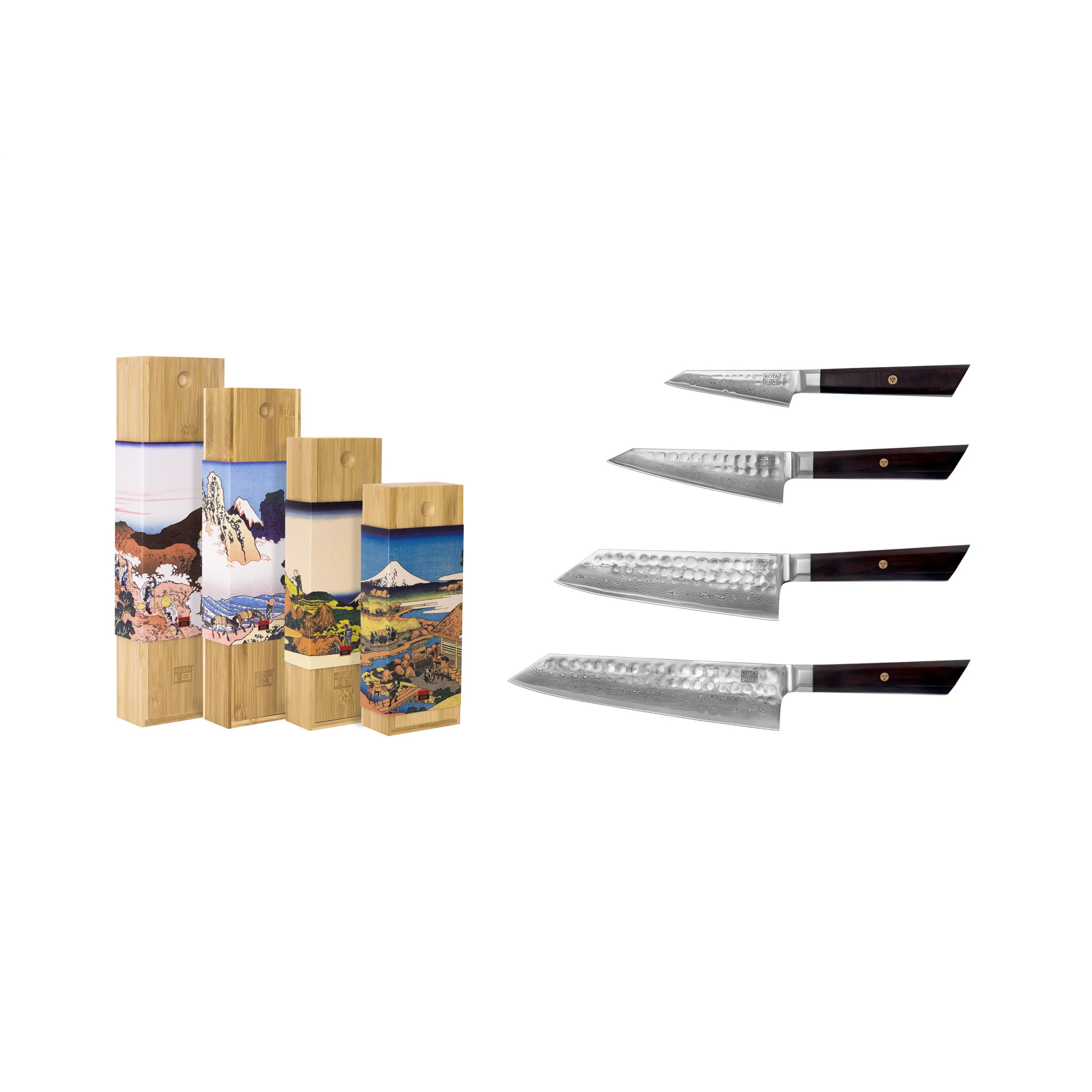 Set complet de couteaux (4 pièces) - Collection Bunka Damas