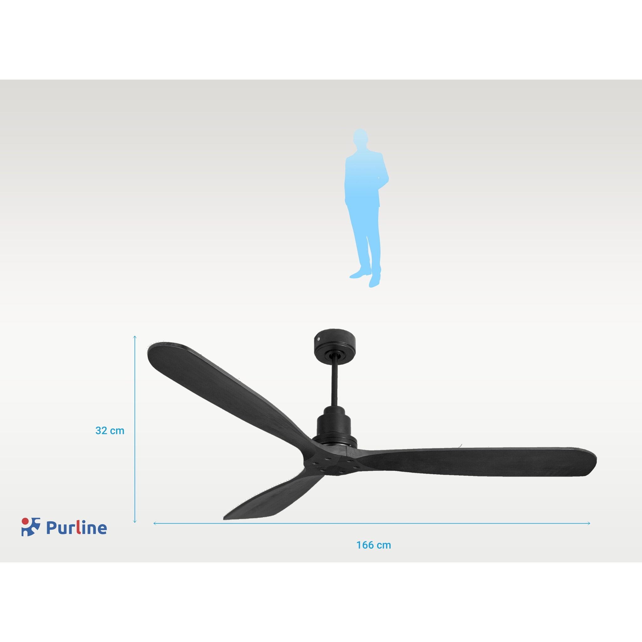 Ventilateur de plafond Réversible  Thermostat Wifi Moteur à courant continu Toits en pente Télécommande Hypersilence Mémoire FullWood