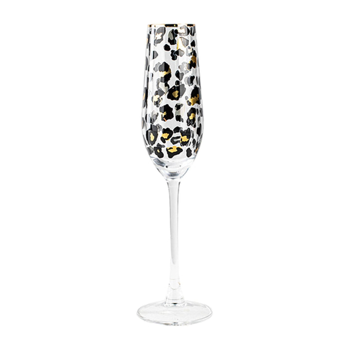 Lot de 4 flûtes en verre 18cl motif léopard LEOPARD
