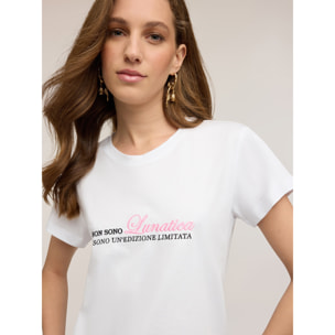 Motivi - T-shirt in jersey con scritta ricamata - Bianco