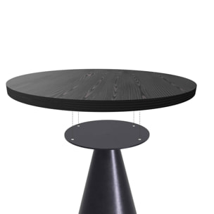 Artù Black - Tavolo da pranzo rotondo Ø 120 cm in legno laminato con base a cono in metallo, top nero