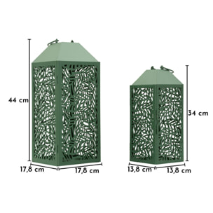 LANTERNE CARVING COPPIA CM 17,8X17,8X44-13,8X13,8X34
