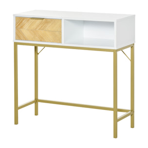 Mesa Consola con Cajón y Estante Abierto Moderno Mueble Recibidor 80x30x80,5 cm