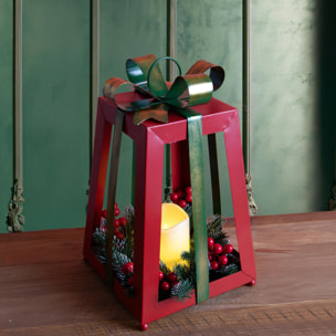 Lant.natalzia con candela led - Pezzi 1 - ROSSO - Bianchi Dino SpA