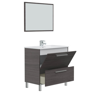 Mueble baño luis 1p1c 80cm gris ceniza con espejo, sin lavabo