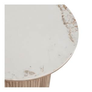 Tavolino da appoggio Athens piano in ceramica bianca su base legno ø45x50 cm