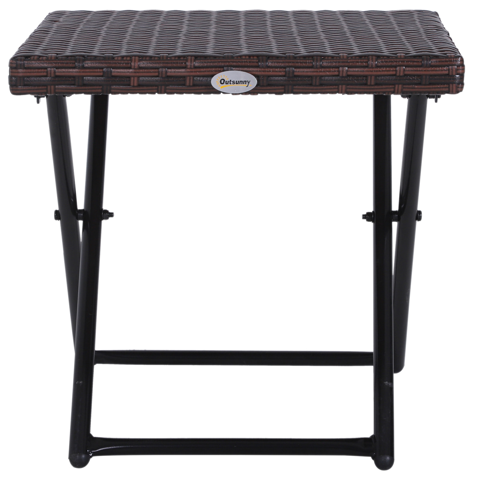 Table basse pliable de jardin style cosy chic dim. 40L x 40l x 40H cm métal époxy résine tressée imitation rotin marron