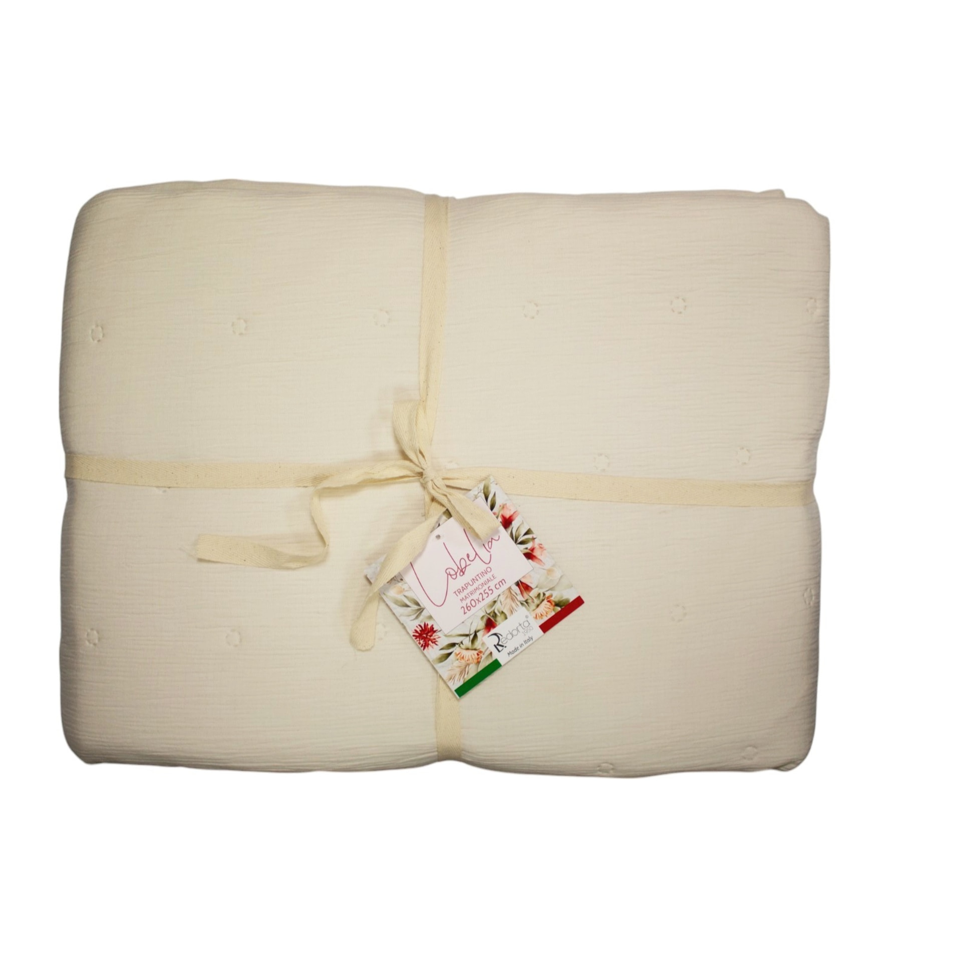 COPRILETTO LETTO MATRIMONIALE PANNA MEZZA STAGIONE TINTA UNITA EFFETTO STROPICCIATO