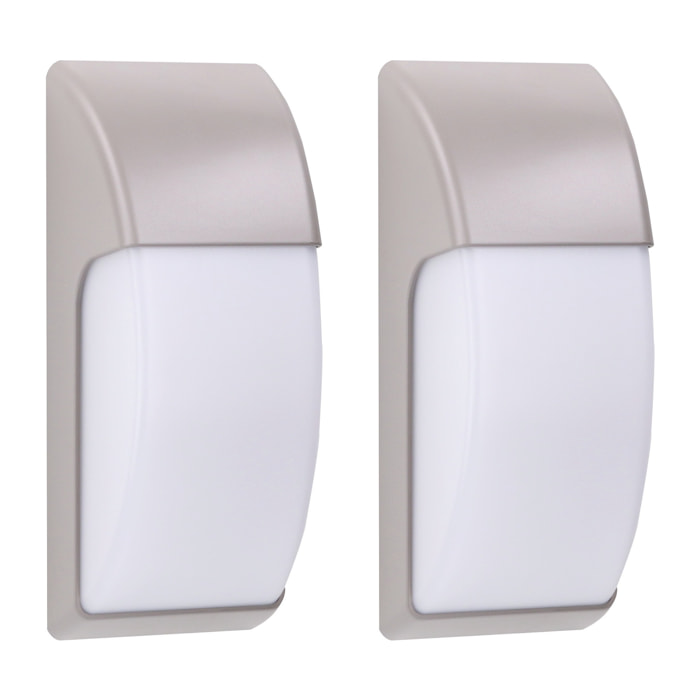 FORLIGHT Area (2uds) Aplique Pared Exterior para Bombilla E27. Jardín y Terraza. Lámpara de Pared Impermeable IP65. Color Gris