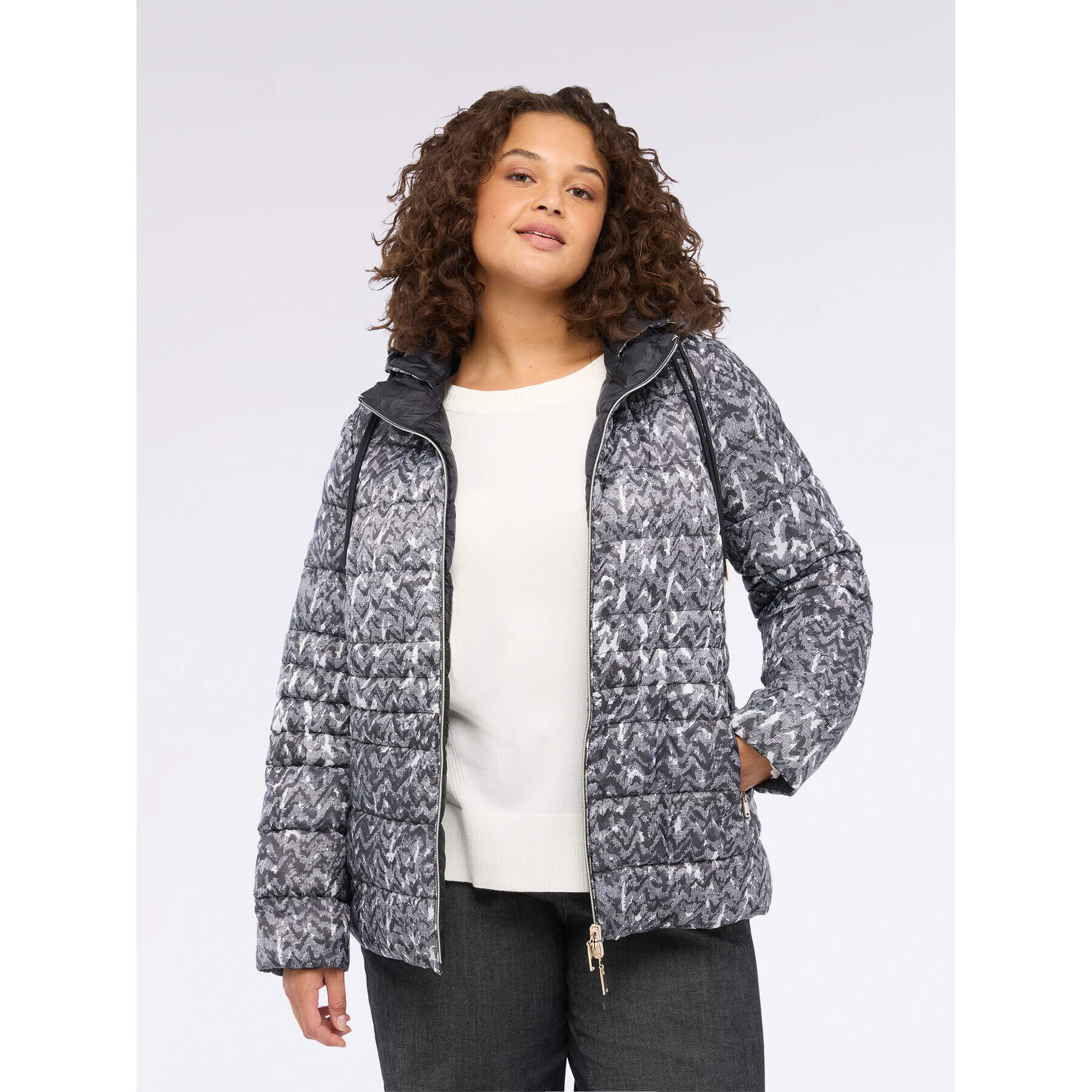 Fiorella Rubino - Plumífero reversible con capucha desmontable - Gris