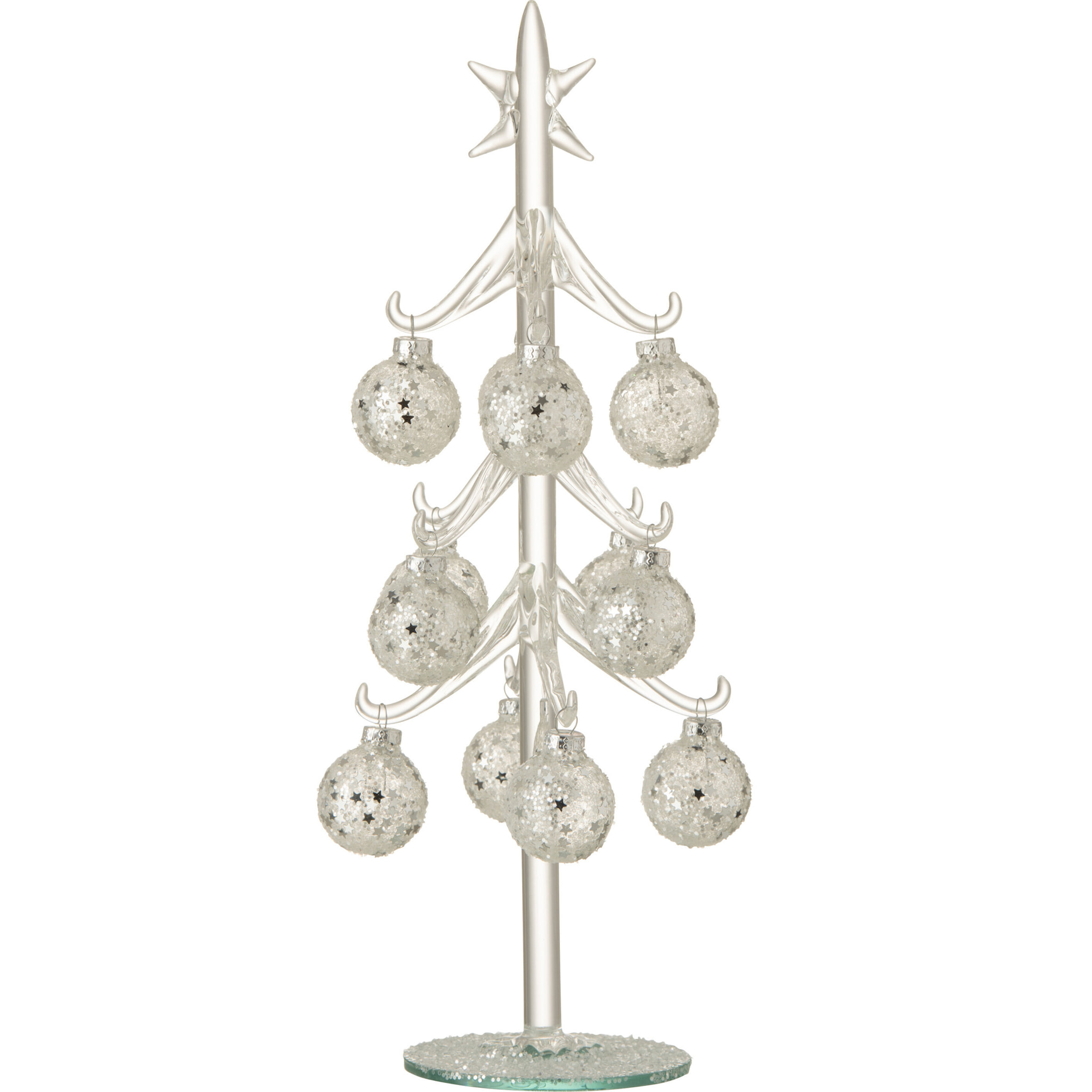 J-Line décoration sapin de Noël Boules Etoiles - verre - argent - medium