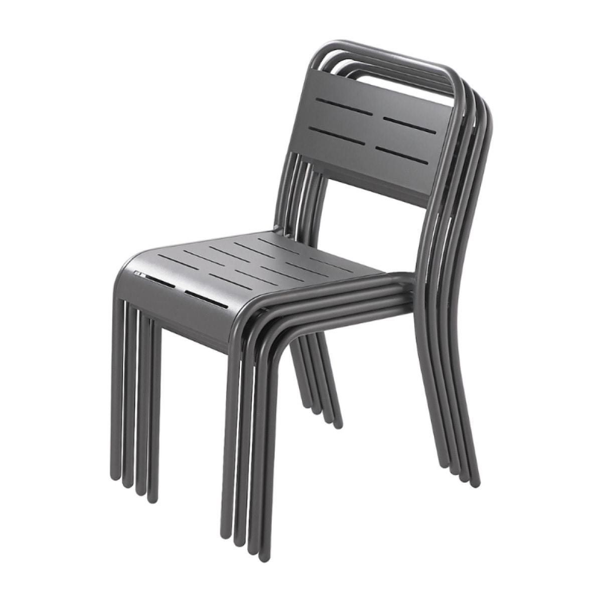 Ensemble table et chaises gris foncé 4/6 places  - EVORA
