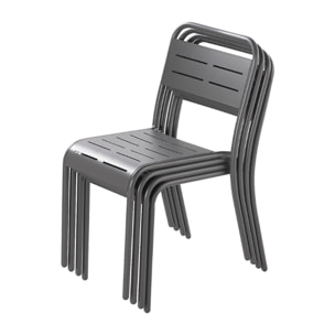 Ensemble table et chaises gris foncé 4/6 places  - EVORA