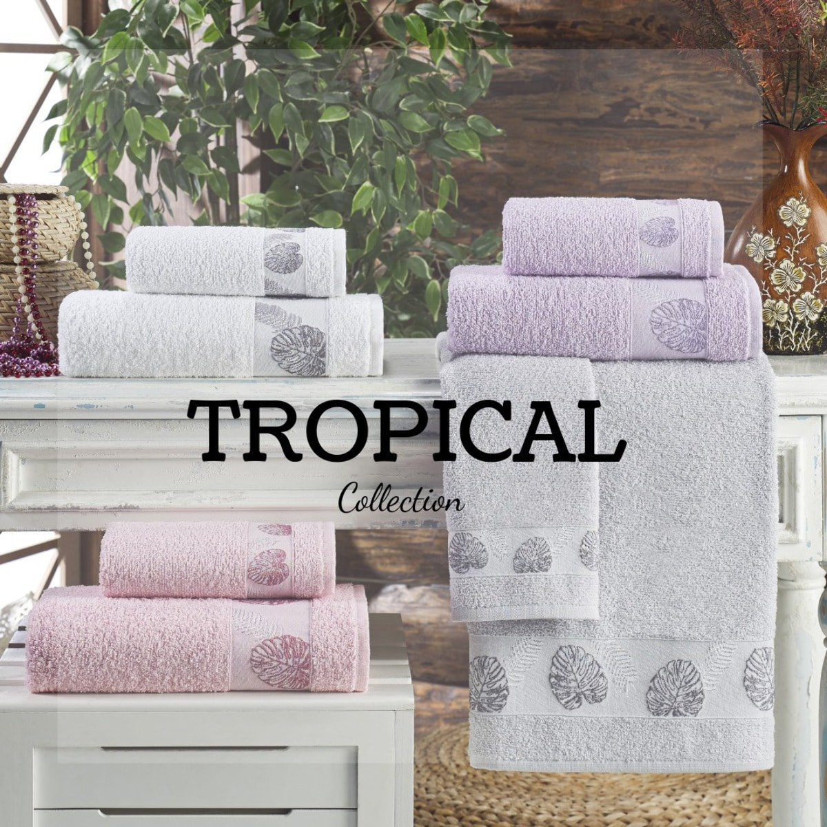 SET ASCIUGAMANI COTTON MANIA – TROPICAL - PANNA