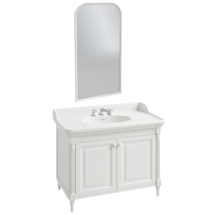 Pack meuble vasque 3 trous Cléo 1889 blanc velours + miroir + mélangeur croisillons chrome