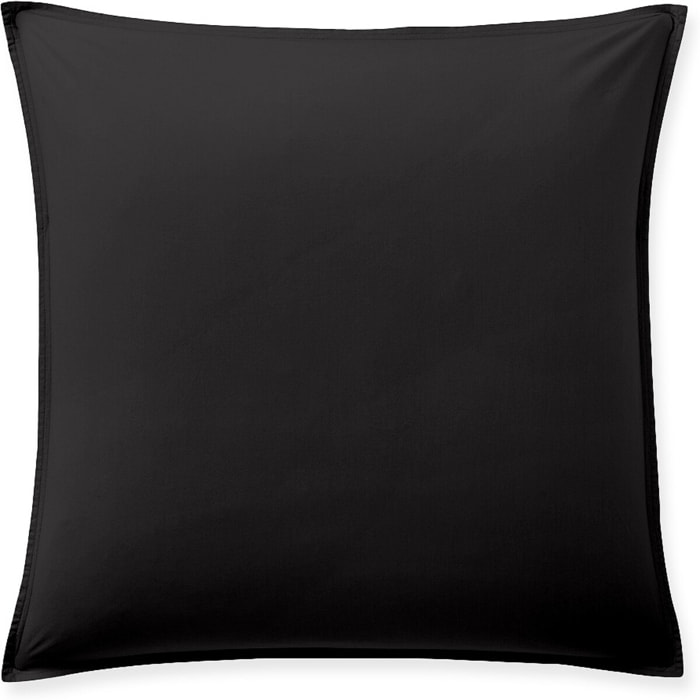 Paire de Taies D'oreiller Avec Volant 100% Percale De Coton Lavé Noir Minuit