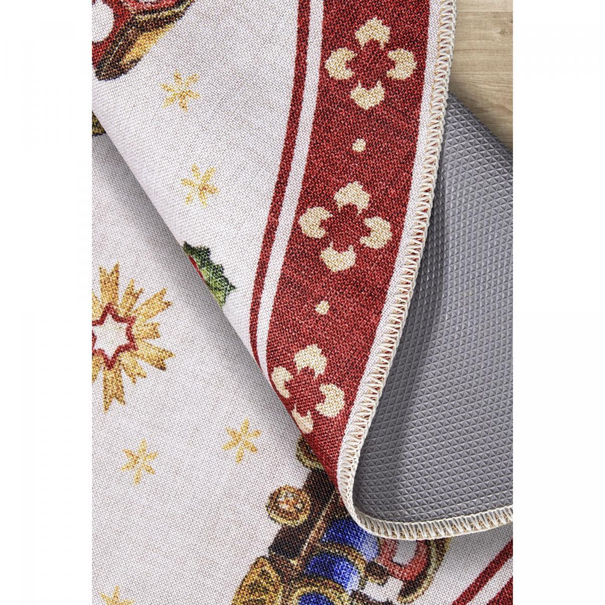 Tapis rond salon ou chambre enfant,  motif fêtes de SANTA, kilim original, entretien facile