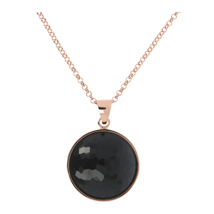 Collana con Pendente in Pietra Naturale Sfaccettata Onice Nero