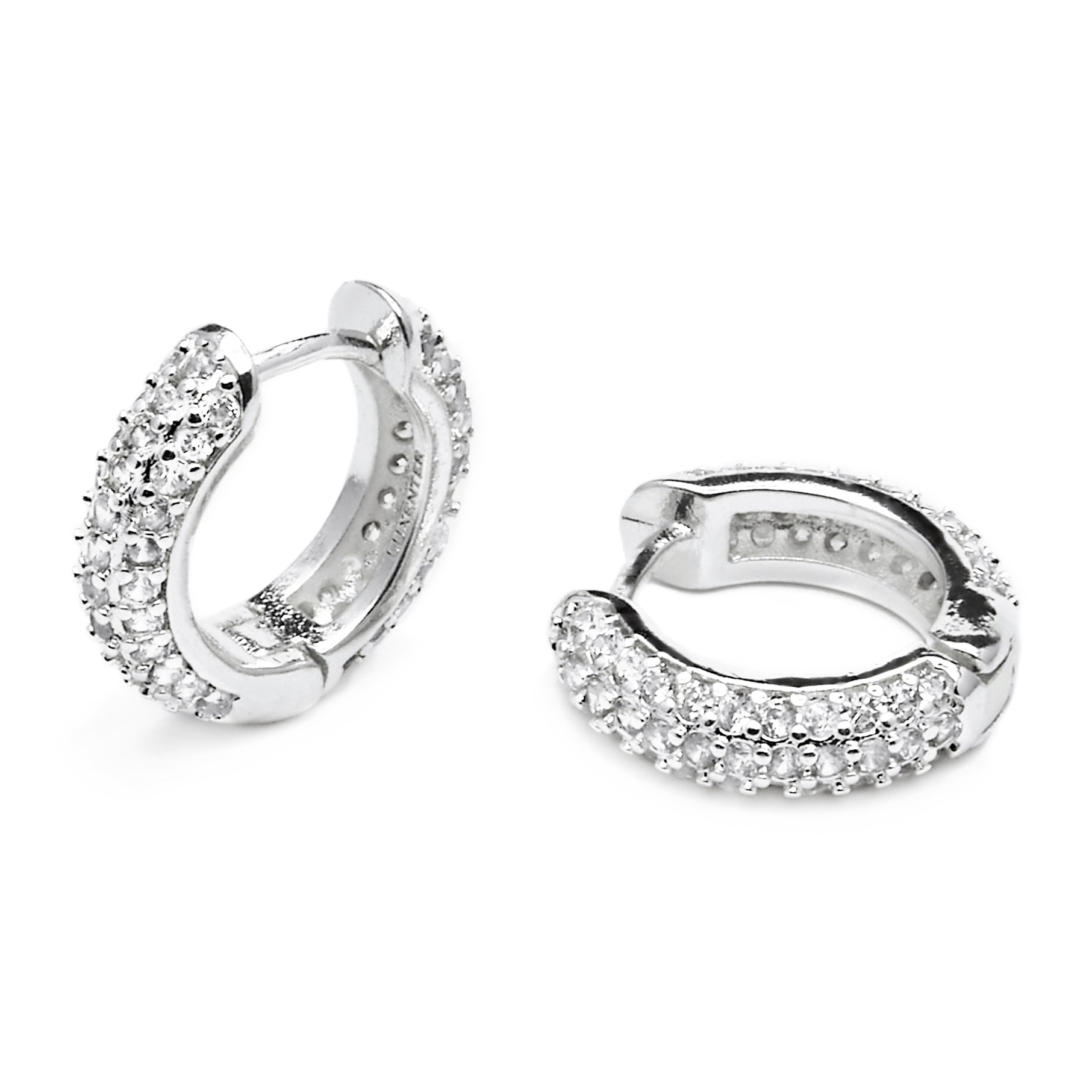 Pendientes de 9mm de diámetro acabado plata y Circonita Brillante