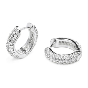 Pendientes de 9mm de diámetro acabado plata y Circonita Brillante