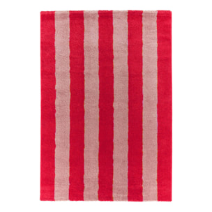 Tapis intérieur rayures rouge et rose PABLO