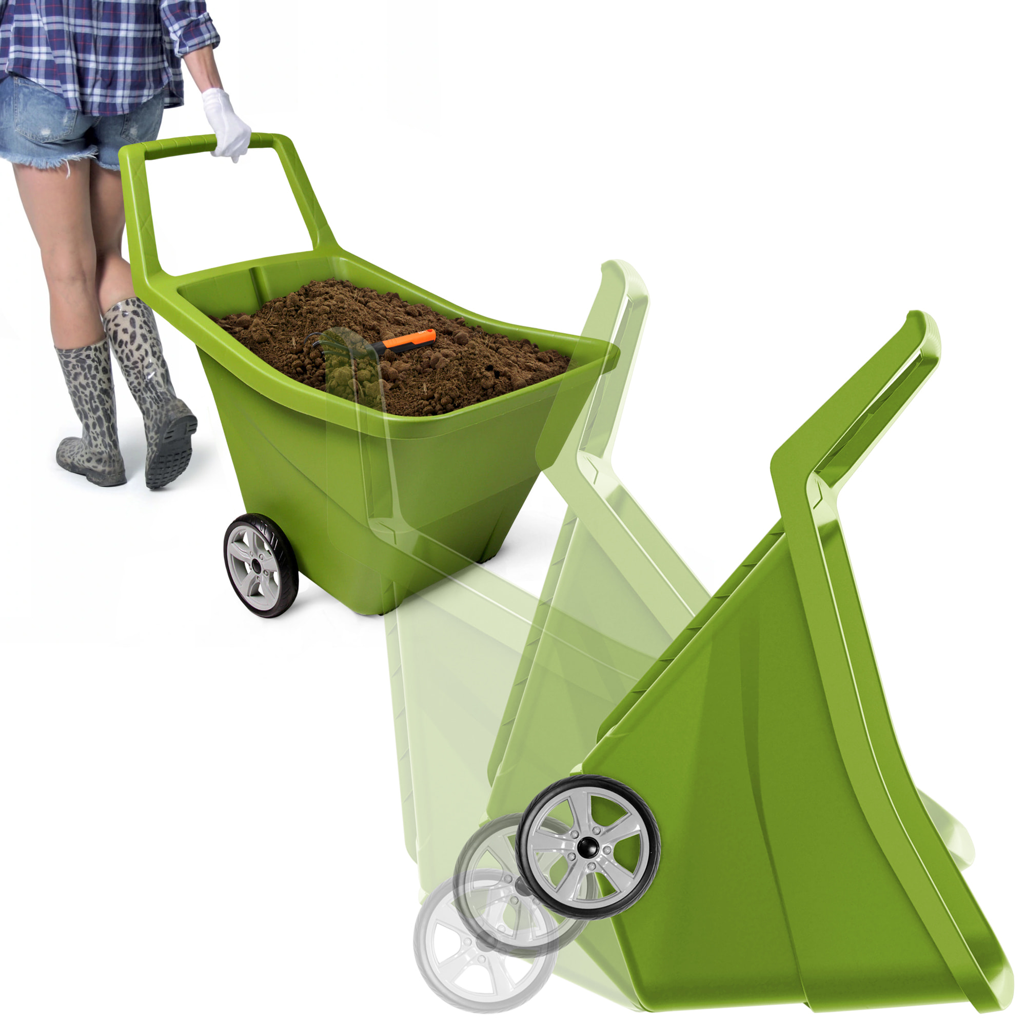 Carro de jardin Prosperplast "Load & Go" 95 L en color verde