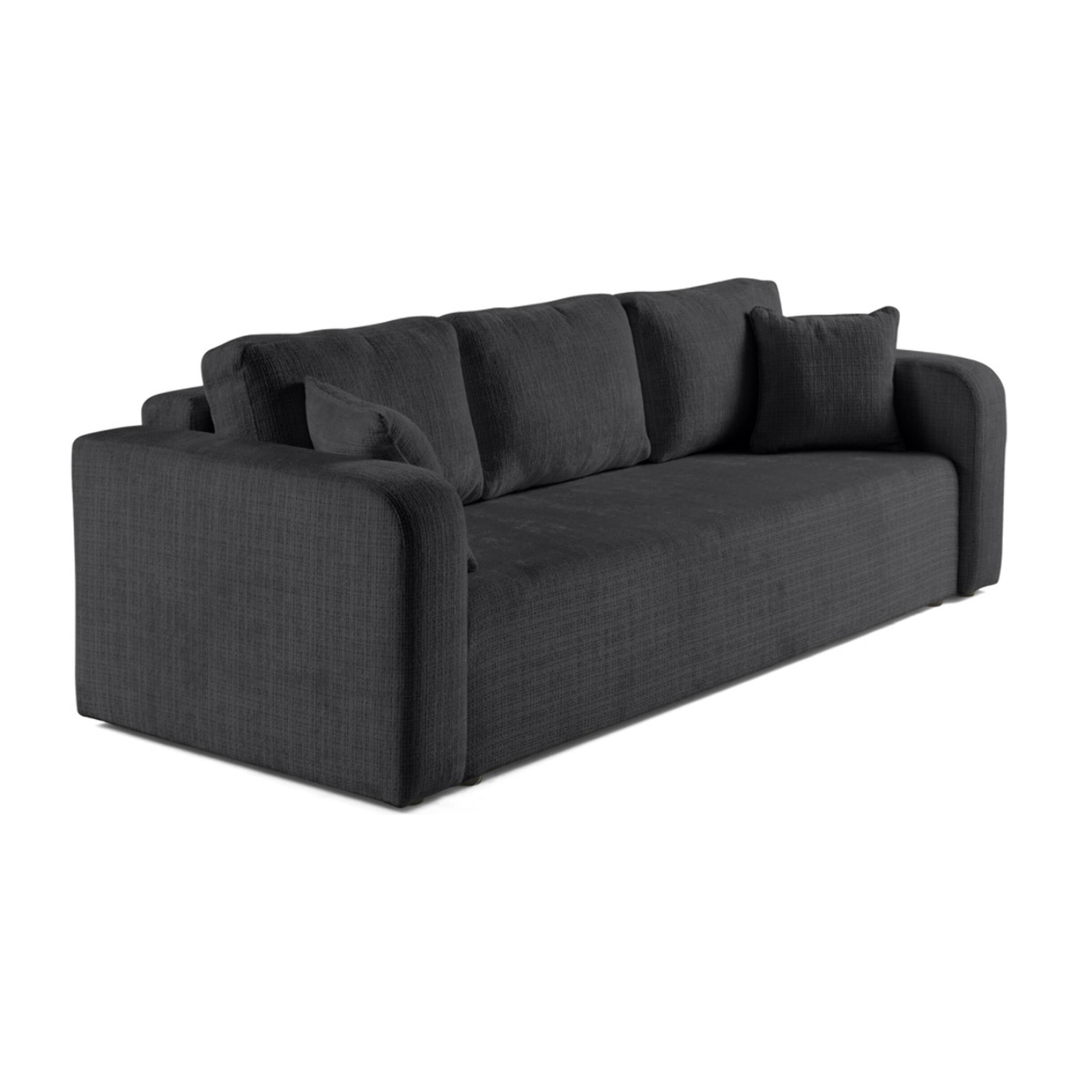 Miro - canapé droit 3 places - convertible avec coffre - en velours texturé - Gris Anthracite