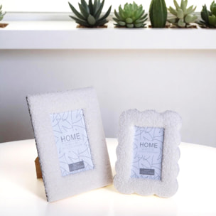 Porta foto smerlato tessuto teddy - 10xH16x2cm - Pezzi 3 - Bianchi Dino SpA